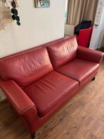 Rode leren tweezitsbank, Ophalen, 150 tot 200 cm, Tweepersoons, 75 tot 100 cm