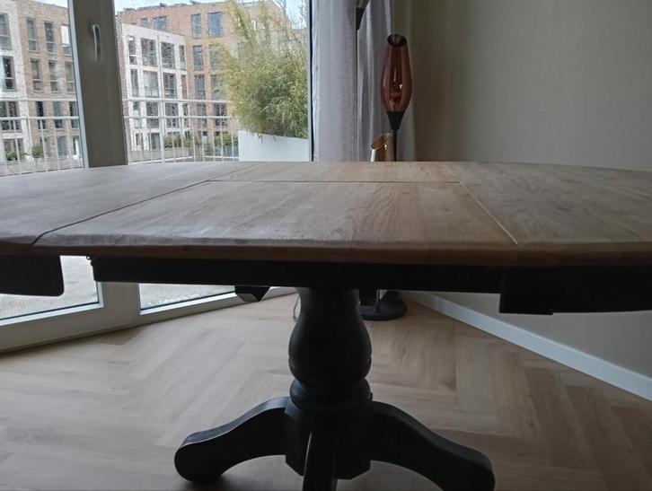 Massieve uittrekbare eettafel met bolpoot, Huis en Inrichting, Tafels | Eettafels, Zo goed als nieuw, 100 tot 150 cm, 100 tot 150 cm