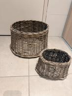 Twee rieten lampenkappen, Huis en Inrichting, Lampen | Lampenkappen, Ophalen, Gebruikt, 25 tot 50 cm, Grijs