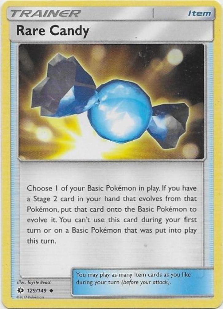 Sun & Moon,  Rare Candy [uncommon] 129/149, Hobby en Vrije tijd, Verzamelkaartspellen | Pokémon, Nieuw, Losse kaart, Verzenden
