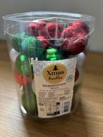 Nieuw koker 36 kleine kerstballen plastic rood groen wot, Ophalen of Verzenden, Nieuw