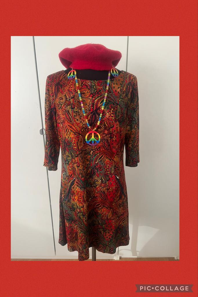 Vintage Seventies Jurk, Kleding | Dames, Carnavalskleding en Feestkleding, Gedragen, Carnaval, Maat 38/40 (M), Ophalen of Verzenden