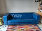 Leren 3 zits bank en stoel Hulshoff (blauw), Huis en Inrichting, Ophalen, Gebruikt, Design, Driepersoons