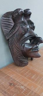 MAYA CHEF MASKER MET QUETZAL VOGELS GESNEDEN VOLKSKUNST 22CM, Ophalen of Verzenden