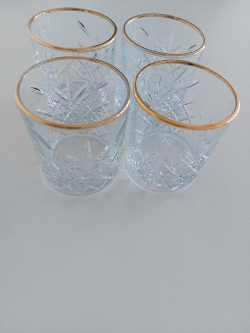 Vintage Kristallen Glazen met Gouden Rand (Set van 4), Antiek en Kunst, Antiek | Glas en Kristal, Ophalen of Verzenden