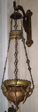 Mooie oude godslamp , messing en koper, Antiek en Kunst, Ophalen of Verzenden