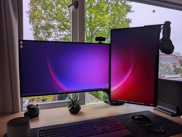 Thuiswerksetup – 2x Lenovo monitors, monitorarm + meer beschikbaar voor biedingen