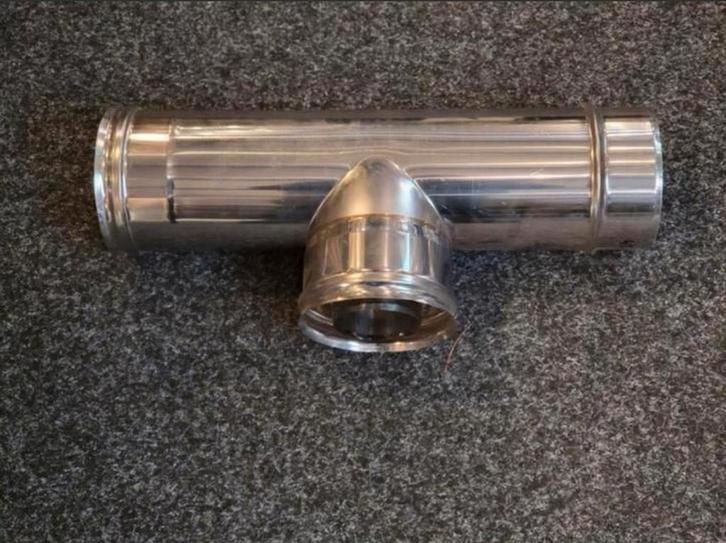 Kachel pijp T-stuk RVS 50cm lang, Doe-het-zelf en Verbouw, Buizen en Afvoer, Nieuw, Overige typen, Minder dan 2 meter, Ophalen of Verzenden