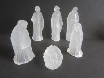 kerststal figuren beelden van icefrosted glas zen Nativity  beschikbaar voor biedingen