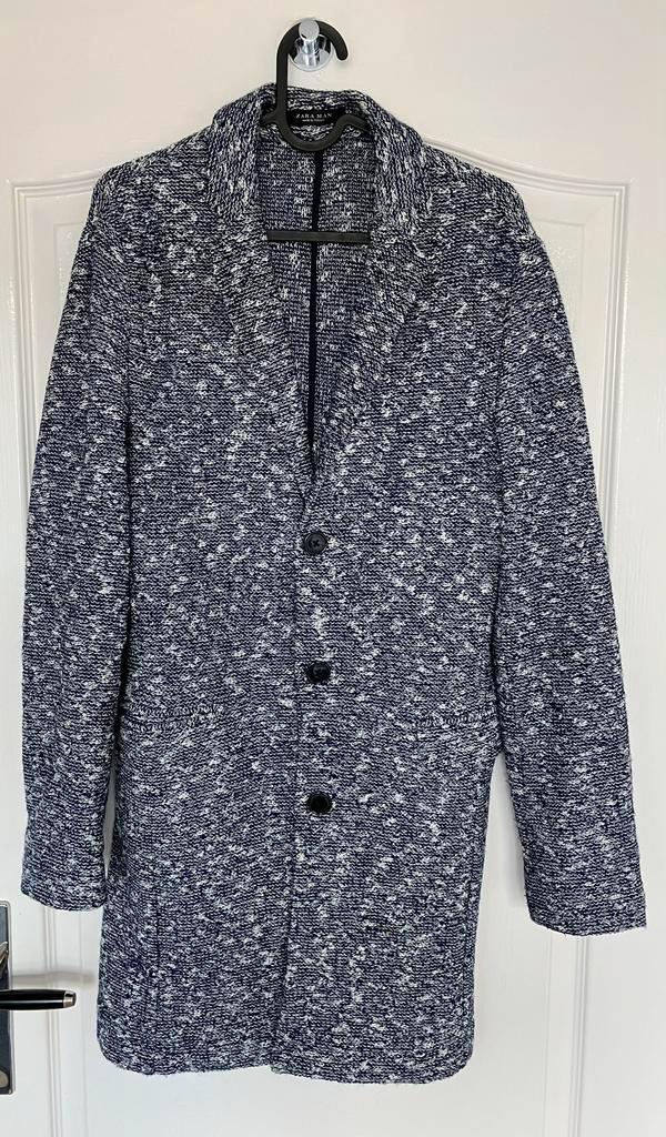 Mooi blauw/crème gemeleerd herenvest / najaarsjas, maat S., Kleding | Heren, Truien en Vesten, Zo goed als nieuw, Maat 46 (S) of kleiner