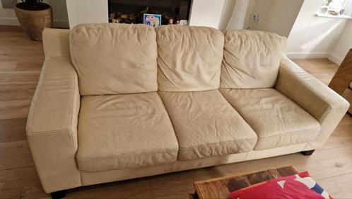 zitbank echt leer, Huis en Inrichting, Banken | Bankstellen, Gebruikt, Driepersoons, 200 tot 250 cm, 75 tot 100 cm, Hout, Leer