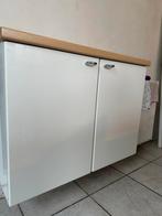 Witte hoogglans Häcker wandkast / muurkast met blad, Huis en Inrichting, Keuken | Keukenelementen, Ophalen, Gebruikt, 100 tot 150 cm