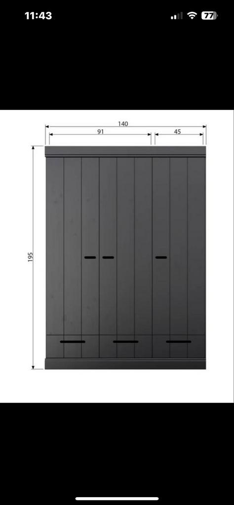 Woood Connect 3-deurs kledingkast, Huis en Inrichting, Kasten | Kledingkasten, Zo goed als nieuw, 150 tot 200 cm, 100 tot 150 cm