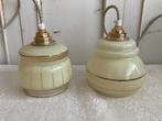 2x Brocante glazen hanglampen - hanglampjes, Ophalen, Gebruikt, Glas, Nvt