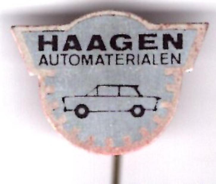 HAAGEN automaterialen blik speldje ( B_107 ), Verzamelen, Speldjes, Pins en Buttons, Zo goed als nieuw, Speldje of Pin, Transport