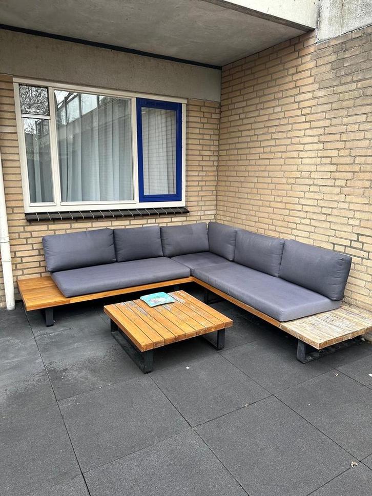 Loungeset, Tuin en Terras, Tuinsets en Loungesets, Zo goed als nieuw, Loungeset, Hout, 5 zitplaatsen, Bank, Ophalen of Verzenden