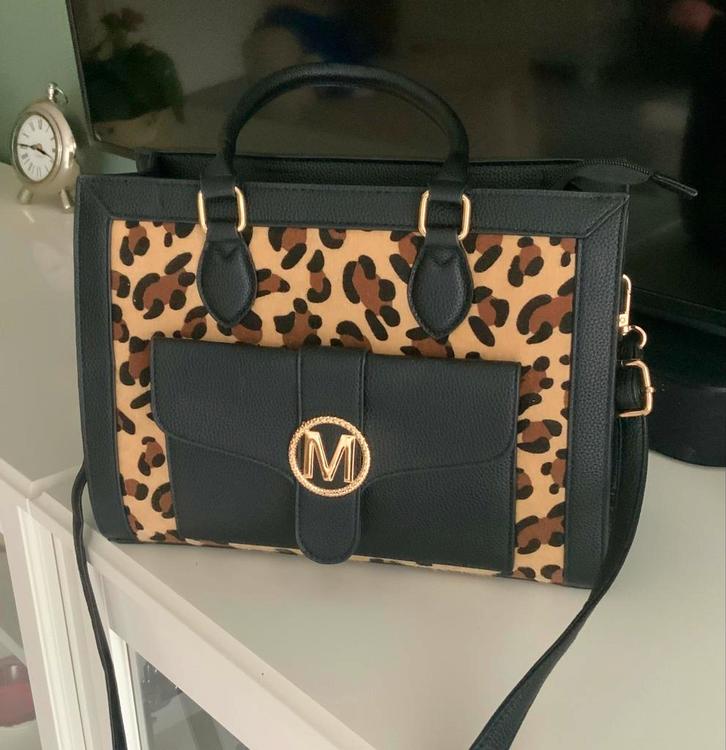 Stijlvolle Handtas met Luipaardprint, Sieraden, Tassen en Uiterlijk, Tassen | Damestassen, Nieuw, Handtas, Zwart, Ophalen of Verzenden