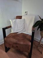 Stijlvolle fauteuil met bruine bekleding, Ophalen, Zo goed als nieuw, 75 tot 100 cm, 50 tot 75 cm