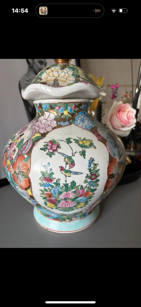 Famille Rose Gemberpot/Decoratiepot met Deksel, Ophalen of Verzenden