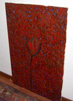 Der Rote Tulpe schilderij , maat 150 x 100 cm . opgespannen, Ophalen, Nieuw, Schilderij, 100 tot 125 cm