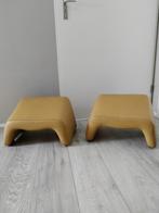 Leolux leder Wapiti okergeel hocker/voetenbankje i.z.g.st., Ophalen, Tweepersoons, Zo goed als nieuw, Minder dan 150 cm
