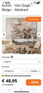 Schilderij 120x80 canvas bloemen taupe grijs wit rookvrij, Ophalen of Verzenden