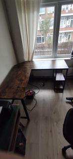 L vorm hoek bureau staal en donker hout look, Ophalen of Verzenden, Zo goed als nieuw