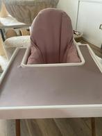 Ikea kinderstoel roze/wit Limmaland, Ophalen of Verzenden, Zo goed als nieuw, Meegroeistoel, Afneembaar eetblad