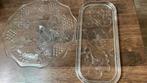 Taartschaal op voet incl. cakeschaal glas (vintage), Huis en Inrichting, Keuken | Servies, Ophalen, Gebruikt, Overige typen, Glas