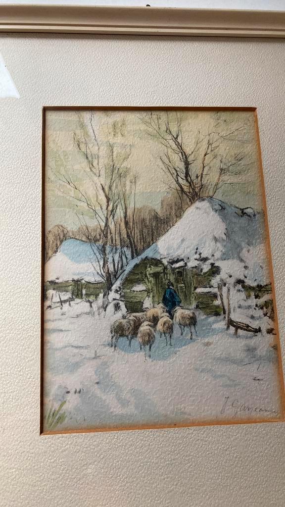 Winter Schapen i d Sneeuw J. Garjeanne (1860-1930), Antiek en Kunst, Kunst | Schilderijen | Klassiek, Ophalen of Verzenden