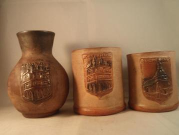 B357 Vintage bruine Willy Biron karaf + 2 bekers applicaties beschikbaar voor biedingen