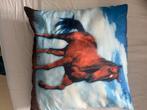 Kussen met paardenprint, Ophalen of Verzenden, Zo goed als nieuw, Bruin, Vierkant