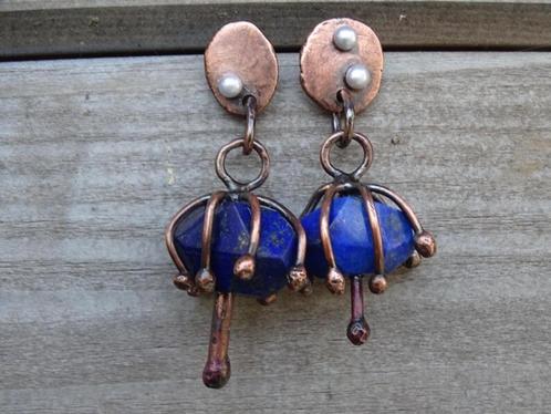 Oorbellen met lapis lazuli., Sieraden, Tassen en Uiterlijk, Oorbellen, Nieuw, Hangers, Zilver, Blauw, Met edelsteen, Met kristal