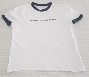 Zara cropped tshirt maat m 38 wit zwart tekstopdruk t-shirt beschikbaar voor biedingen