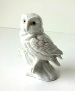 Keramiek beeldje van witte uil met veren tekening 3208-k, Ophalen of Verzenden