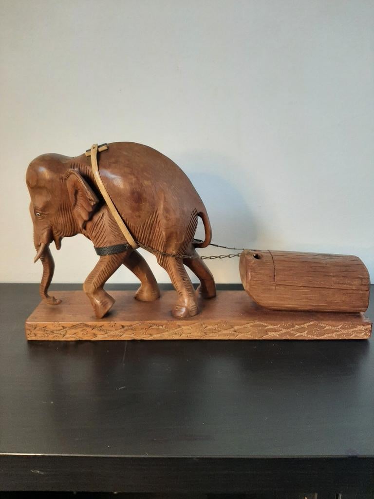 Teakhouten Olifant, Ophalen of Verzenden