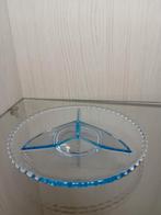 Vintage Blauw Glazen Serveerschaal |candlewick / Boule Stijl, Ophalen of Verzenden