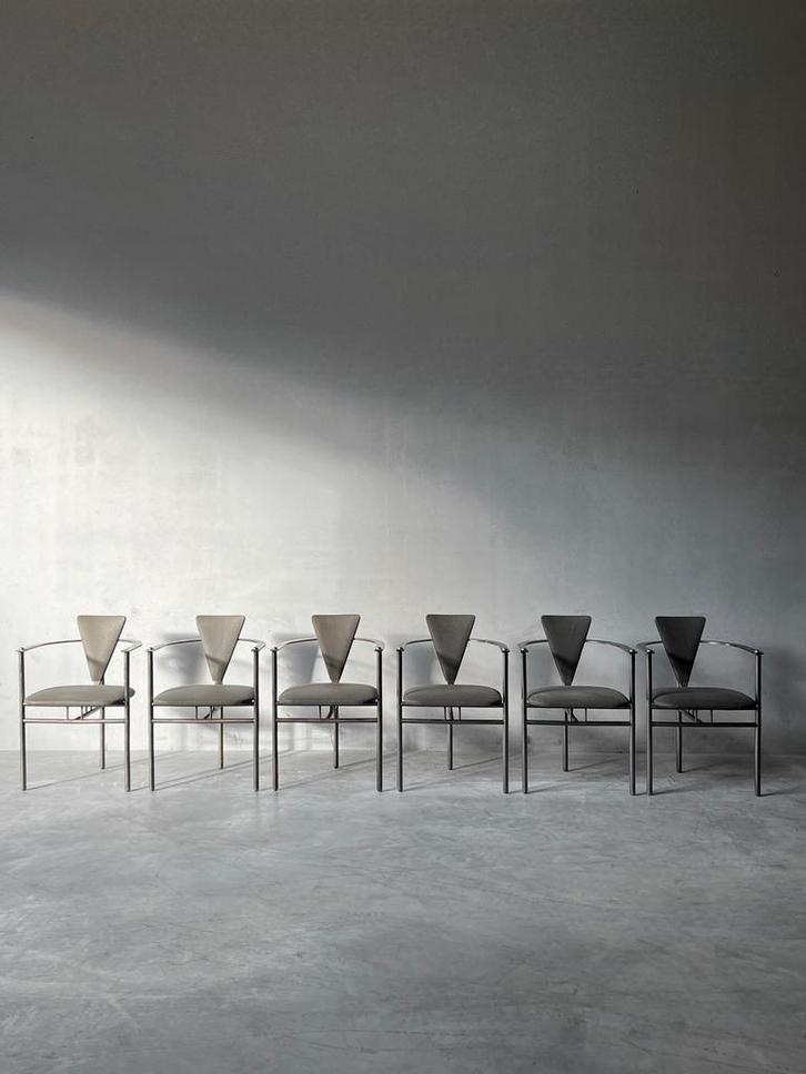 Vintage design chrome stoelen, set van 6, Huis en Inrichting, Stoelen, Zo goed als nieuw, Ophalen