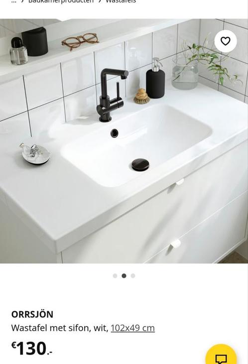 Ikea ORRSJÖN / ODENSVIK Wastafel 102x49 cm - ZGAN, Huis en Inrichting, Badkamer | Badkamermeubels, Zo goed als nieuw, Wasbak of Wastafel