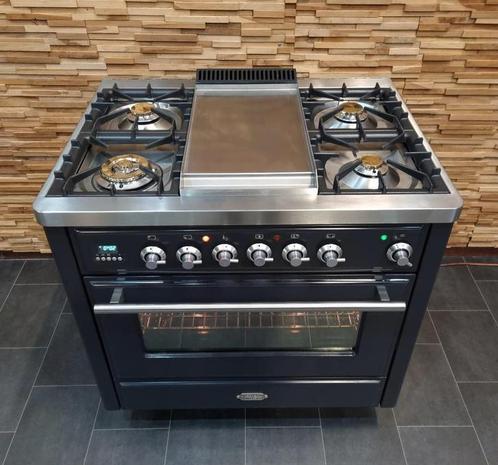 Luxe Fornuis Boretti Majestic 90cm antraciet  Frytop, Witgoed en Apparatuur, Fornuizen, Zo goed als nieuw, Vrijstaand, Gas, 5 kookzones of meer
