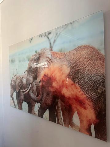 Olifanten op glas schilderij beschikbaar voor biedingen