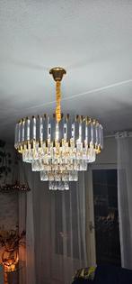 Luxe Design Kroonluchter – Goud & Kristal – Topstaat, Huis en Inrichting, Lampen | Kroonluchters, Ophalen of Verzenden