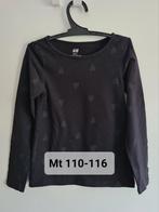Zwart hartjes shirt met lange mouwen H&M  Maat 110-116, Kinderen en Baby's, Kinderkleding | Maat 116, Meisje, Ophalen of Verzenden