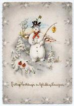 Prettige Kerstdagen en Gelukkig Nieuwjaar met sneeuwpop 1963, Ophalen, 1960 tot 1980, Gelopen, Feest(dag)