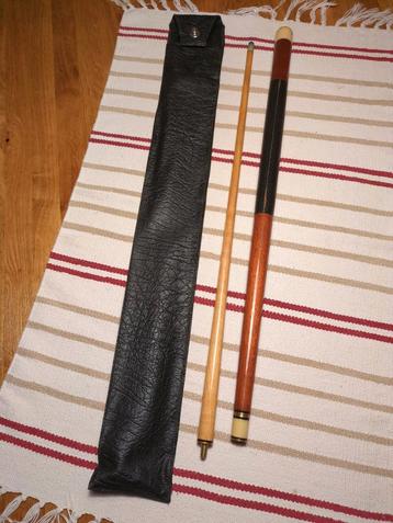 Vintage 2-delige Biljart Keu + Lederen Etui beschikbaar voor biedingen