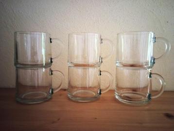 set van 6 pickwick theeglazen kopjes met oor, stapelbaar beschikbaar voor biedingen