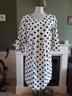 Rinascimento wit zwarte polkadot jurk trompet L gratis verz, Kleding | Dames, Verzenden, Wit, Knielengte, Gedragen