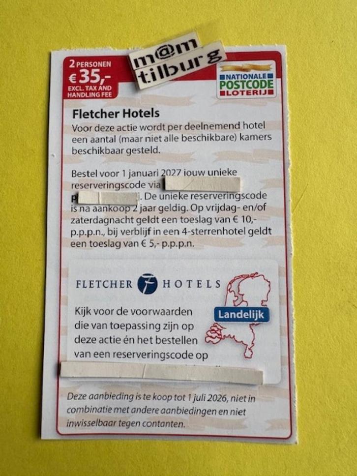 Fletcher Hotels 2 personen, Tickets en Kaartjes, Kortingen en Cadeaubonnen, Twee personen, Overige typen, Kortingsbon