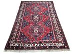 Handmade Persian wool Shiraz carpet Tribal nomad 198x294cm, Gebruikt, 150 tot 200 cm, 200 cm of meer, Crème
