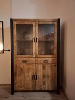 Mangohout Vitrinekast Britt - Wegens Verhuizing!, Huis en Inrichting, Kasten | Vitrinekasten, Ophalen, 100 tot 150 cm, Glas, Zo goed als nieuw